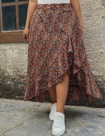 Fustă maxi Shein Curve+, mix culori