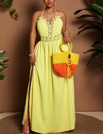 Rochie maxi Shein Curve+, galben
