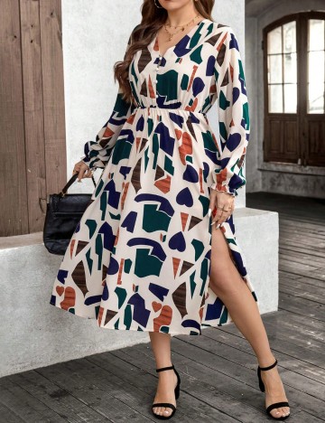 Rochie midi Shein Curve+, mix culori