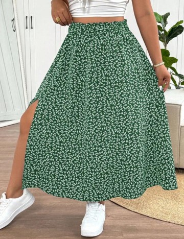 Fustă maxi Shein Curve+, verde