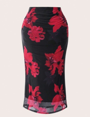 Fustă midi Shein Curve+, mix culori