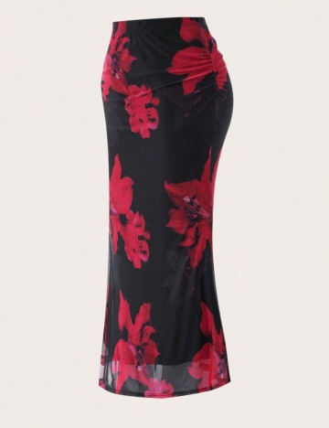 Fustă midi Shein Curve+, mix culori