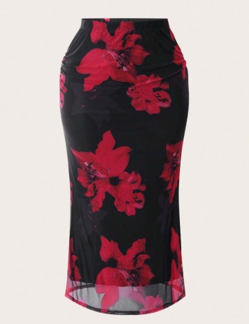 Fustă midi Shein Curve+, mix culori