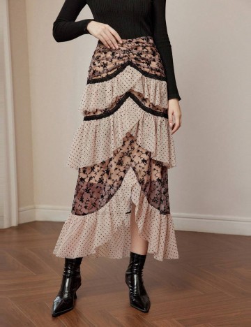 Fustă midi MOTF by Shein, mix culori