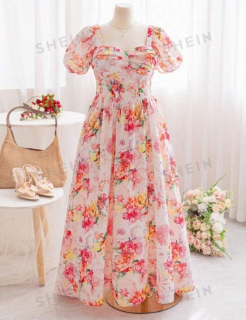 Rochie maxi Shein Curve+, mix culori