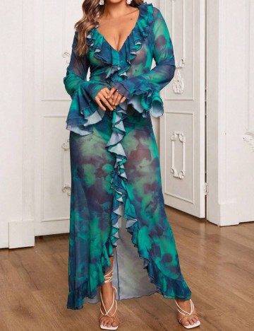 Rochie maxi Shein Curve+, mix culori