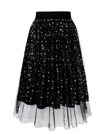 Fustă midi Shein Curve+, negru