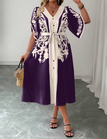 Rochie midi Shein Curve+, mix culori