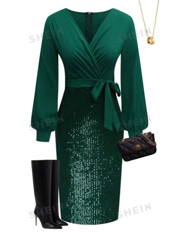 Rochie midi Shein Curve+, verde