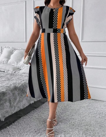 Rochie midi Shein Curve+, mix culori