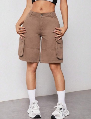 Pantaloni scurți de blugi Shein, maro