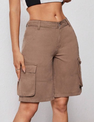 Pantaloni scurți de blugi Shein, maro