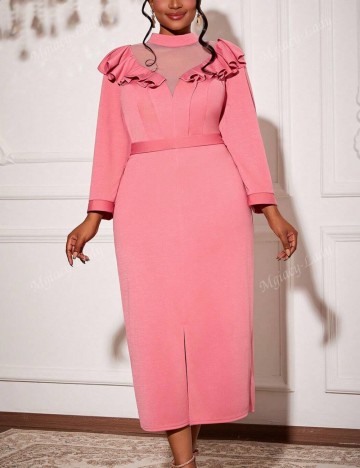 Rochie maxi Shein Curve+, roz