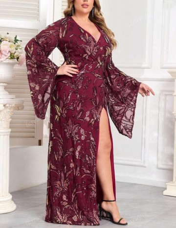 Rochie de ocazie Shein Curve+, vișiniu