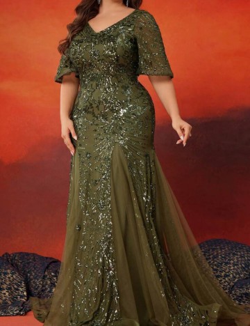 Rochie de ocazie Shein Curve+, kaki