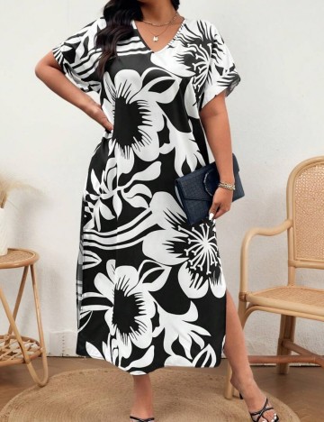 Rochie maxi Shein Curve+, mix culori