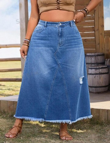 Fustă de blugi Shein Curve+, albastru