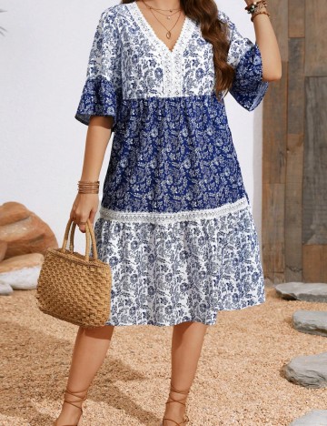 Rochie midi Shein Curve+, mix culori