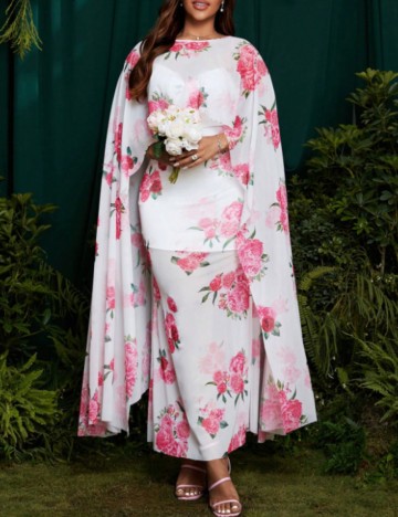 Set rochie și bolero Shein Curve+, alb