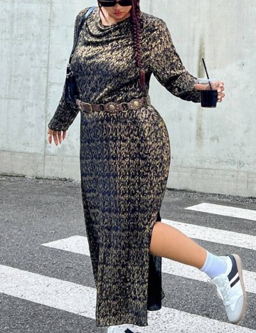 Rochie maxi Shein Curve+, mix culori