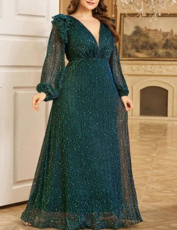 Rochie maxi Shein Curve+, verde