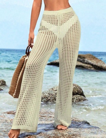 Pantaloni de plajă Shein, crem