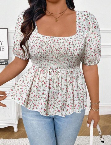Cămașă cu mânecă scurtă Shein Curve+, mix culori