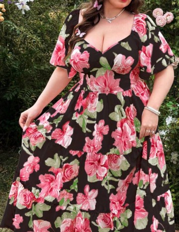 Rochie midi Shein Curve+, mix culori