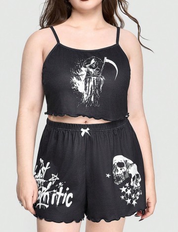 Compleu pijamale Shein Curve+, negru