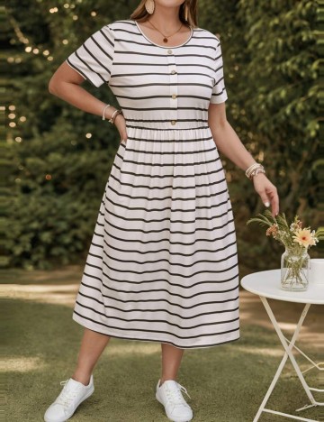 Rochie midi Shein Curve+, mix culori