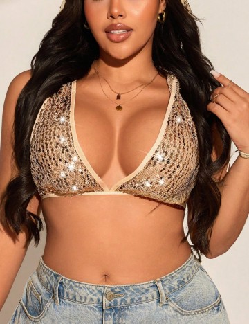 Top Shein Curve+, bej