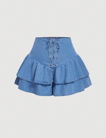 Pantaloni scurți Shein Curve+, albastru
