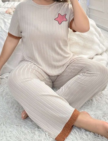 Compleu pijamale Shein Curve+, bej