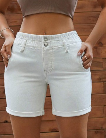 Pantaloni scurți de blugi Shein, alb