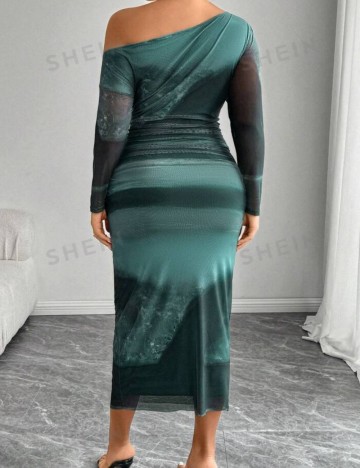 Rochie midi Shein Curve+, mix culori