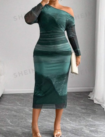 Rochie midi Shein Curve+, mix culori