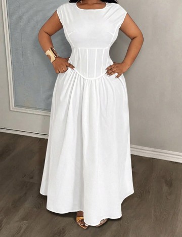 Rochie maxi Shein Curve+, alb