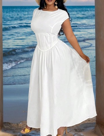 Rochie maxi Shein Curve+, alb