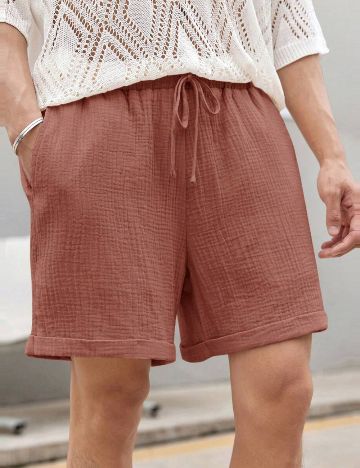 Pantaloni scurți MANFINITY by Shein, cărămiziu