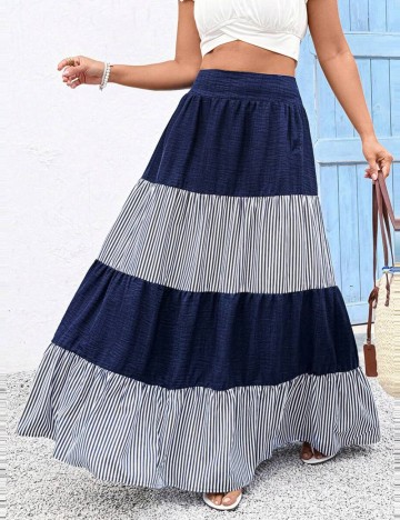 Fustă maxi Shein Curve+, mix culori