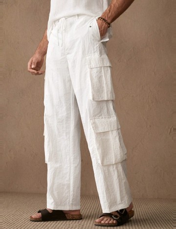 Pantaloni MANFINITY by Shein, alb