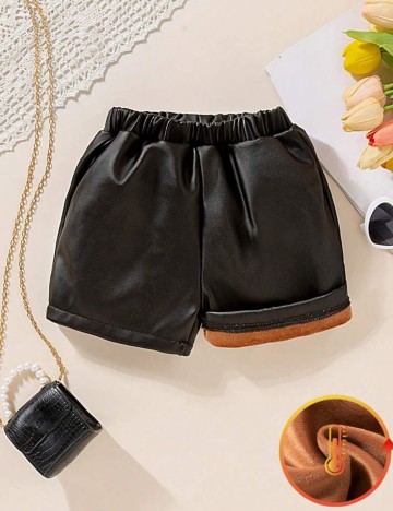 Pantaloni din imitatie de piele Shein, negru