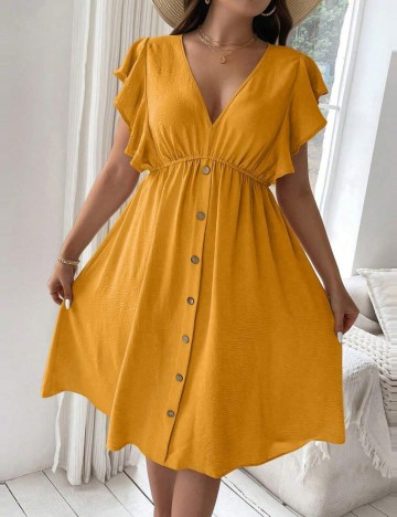 Rochie midi Shein Curve+, galben