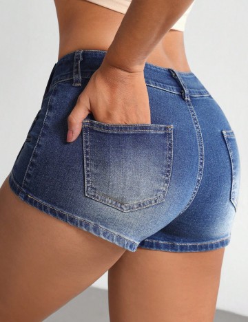 Pantaloni scurți de blugi Shein, albastru