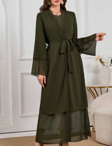 Cardigan lung Shein, kaki