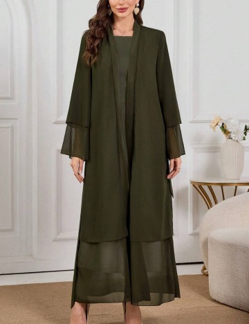 Cardigan lung Shein, kaki