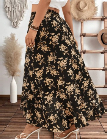 Fustă midi Shein Curve+, negru