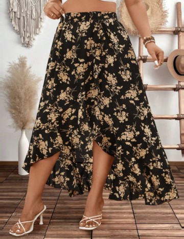 Fustă midi Shein Curve+, negru