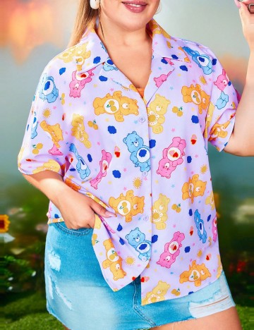 Cămașă cu mânecă scurtă Shein Curve+, mix culori
