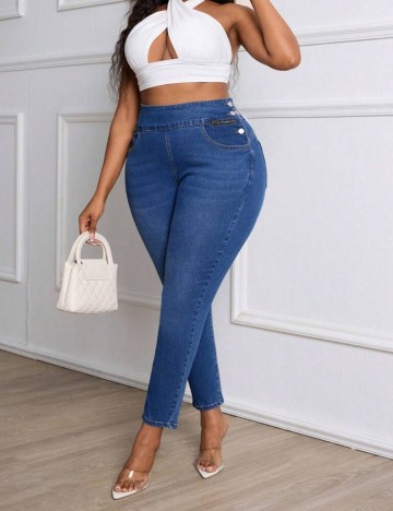Jeans Shein Curve+, albastru